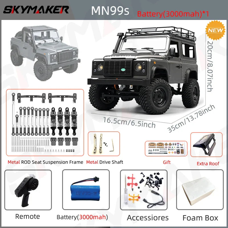 MN99s MN98 1:12 RC Rock Crawler – 2.4G 4WD Defender RTR Remote Control Car, 1/12 RC Truck Toys