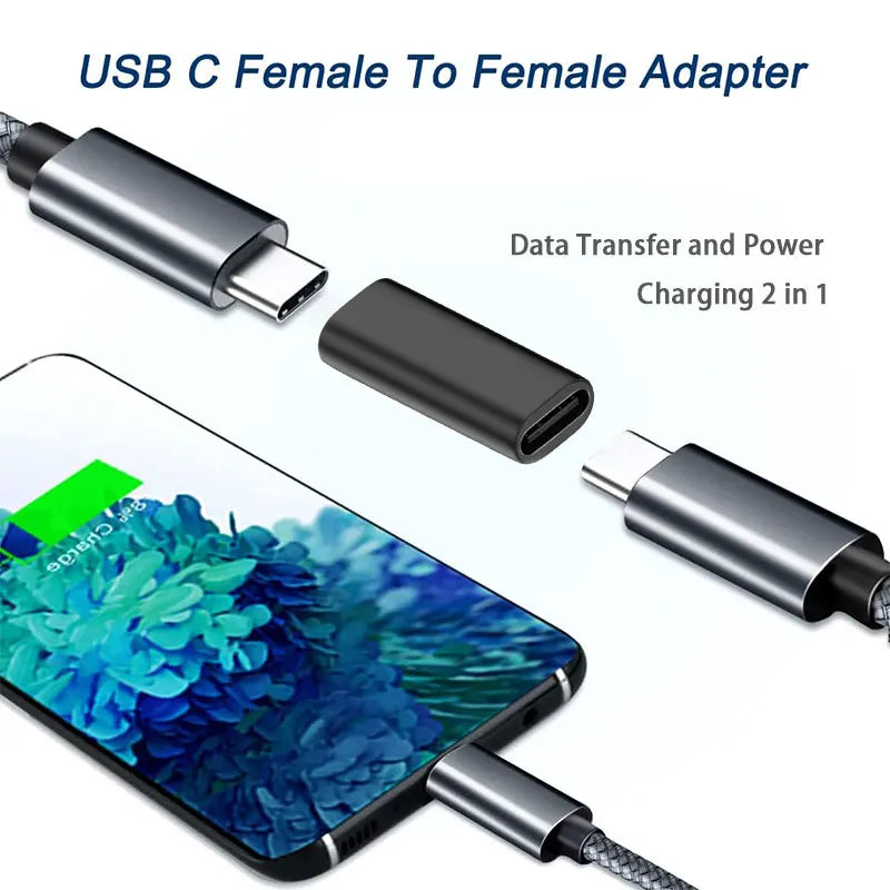 USB C Female to Female Adapter - Type C 3.1 Coupler Connector for Phone, Tablet & USB C Cable Extension