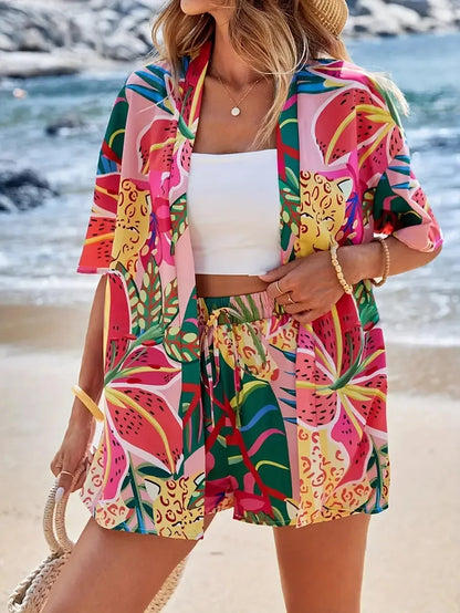 2025 Women’s Casual Printed Short Pants Set – Loose Summer Two-Piece Outfit for Women