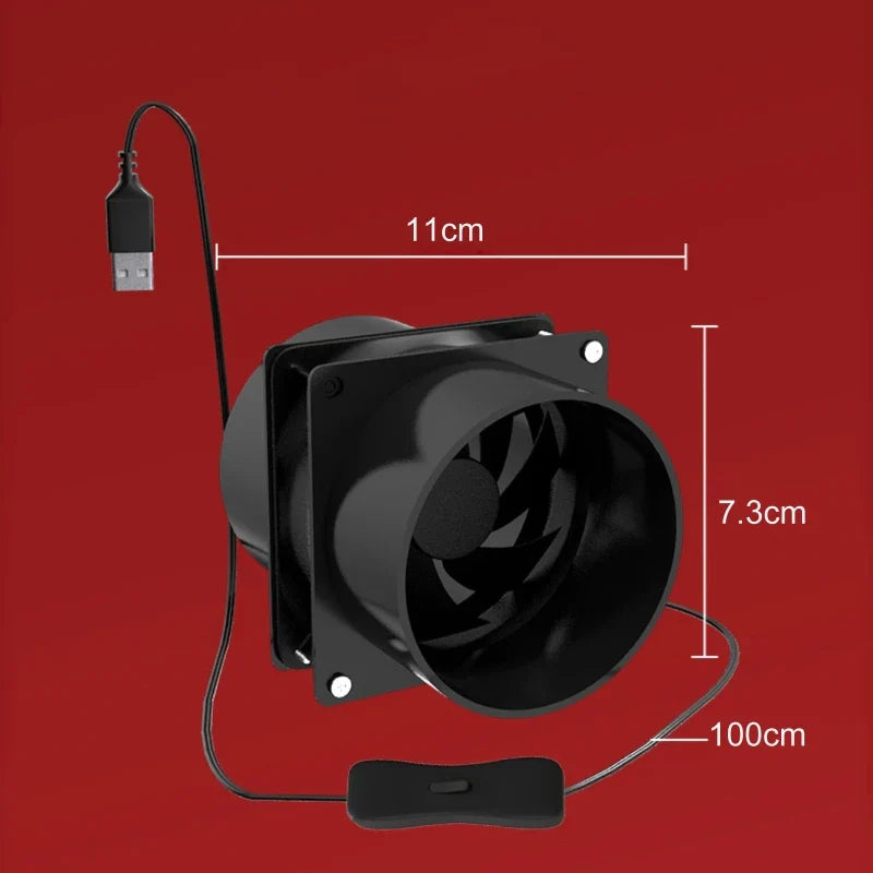 USB Ventilation Fan with 1/3/6M Pipe Tub : Exhaust and Intake Fan for Kitchen, Bathroom, and Electronics Maintenance