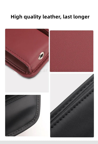 Leather Car Seat Gap Organizer – Multifunction Console Crevice Filler, Side Storage Box with Cup Holder, Car Interior Storage Pocket