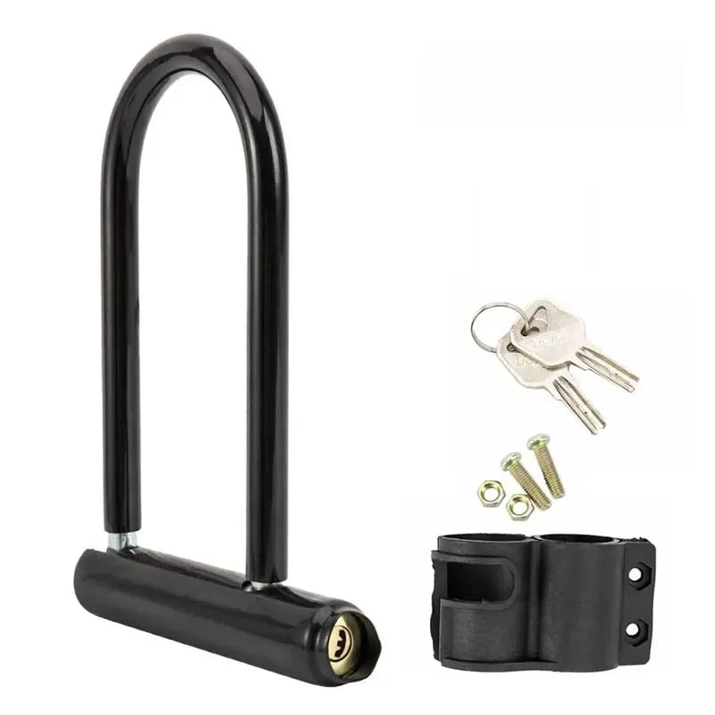 Portable Bicycle U-Lock – Anti-Theft Safety Lock for MTB, Road Bikes, Motorcycles, Scooters, with Key