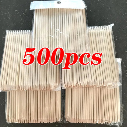 100/500PCS Nail Orange Wood Sticks - Double Head Cuticle Pusher & Remover for Manicure, Pedicure, and Rhinestone Picking