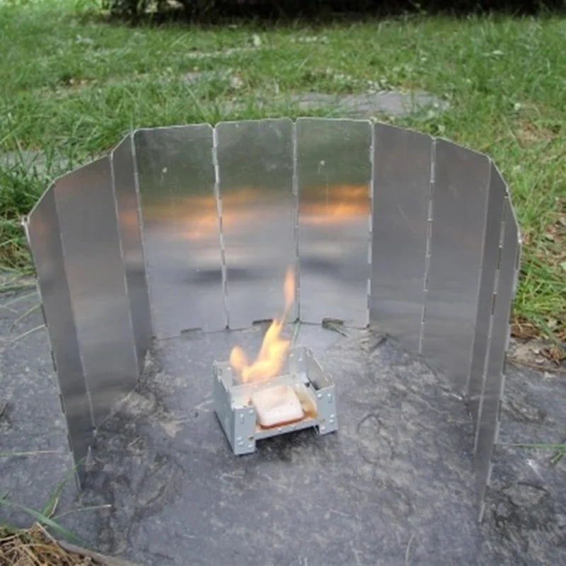 Aluminum Alloy Gas Stove Wind Shield – Windproof Screen for Outdoor Camping & Picnic (8-16 Plates)