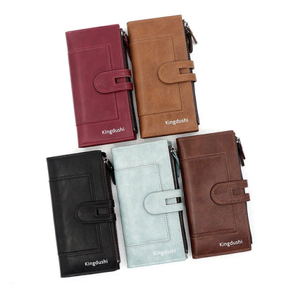 Stylish Women's Long Wallet - European & American Fashion Phone Bag - PU Leather Multi-Card Holder