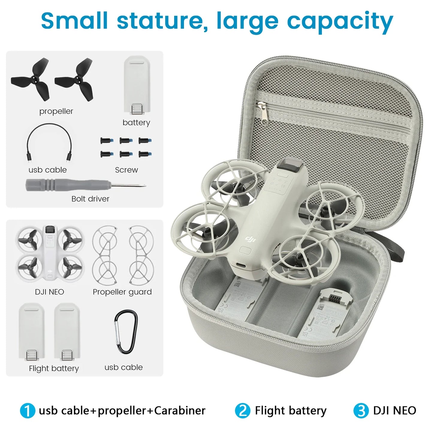 DJI Neo Shockproof Carrying Case - Waterproof Drone Storage Organizer Bag with Dust Protection for Accessories