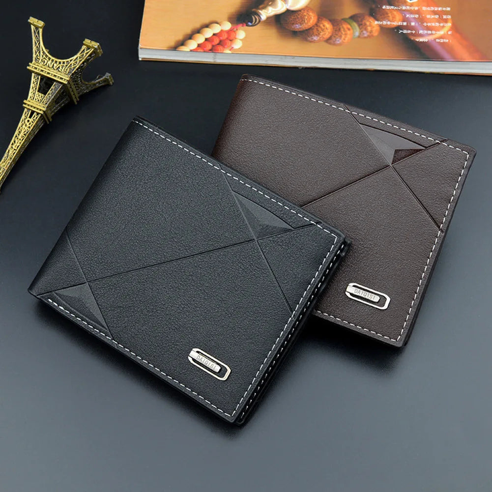 Men's Short Bifold Wallet – Faux Leather Credit & ID Card Holder, Slim Business Billfold Purse for Men