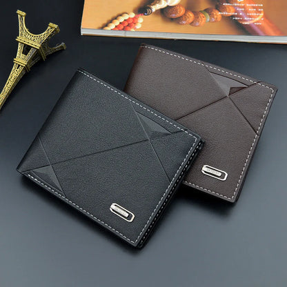 Men’s Slim Short Bifold Faux Leather Wallet – Credit Card & ID Holder Business Billfold Clutch Purse for Everyday Use
