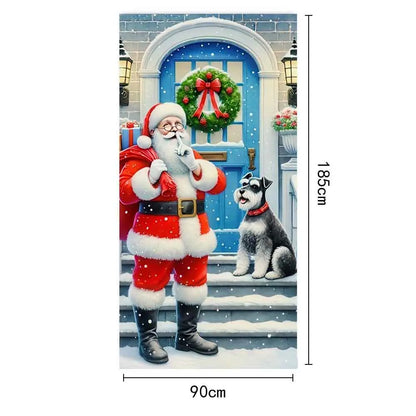 Christmas Fabric Door Banner – Merry Christmas Hanging Background for Photo Booth, Xmas Decor & Photography Props