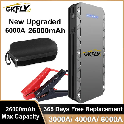 GKFLY 12V Car Jump Starter 18000mAh – 3000A Power Bank & Battery Booster for Petrol & Diesel Cars