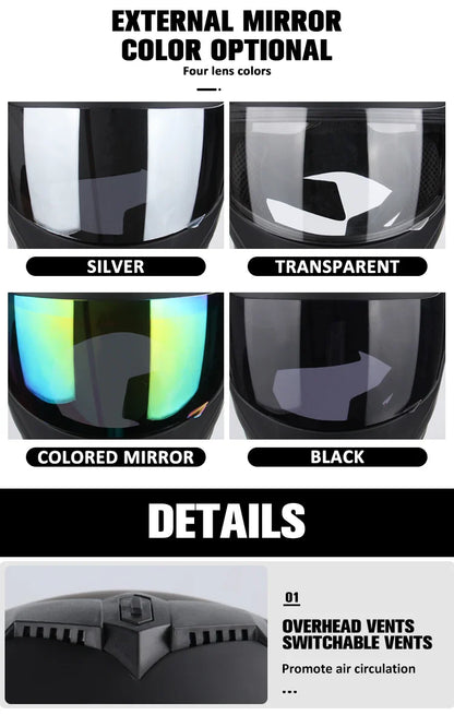 New Full Face Motorcycle Helmet – Racing Helmet with Double Sun Visor & Flip-Up Double Lens for Men & Women, DOT Certified