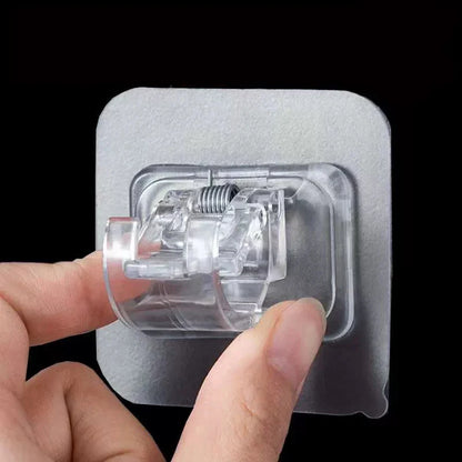 Self-Adhesive Adjustable Curtain Rod Hooks – Nail-Free Clamp Clips for Shower, Storage & Hanging Rails