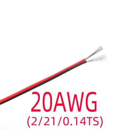2-Pin Electrical Wire – Tinned Copper 18/20/22/24/26 AWG Insulated PVC Extension Cable for LED Strip, Red & Black