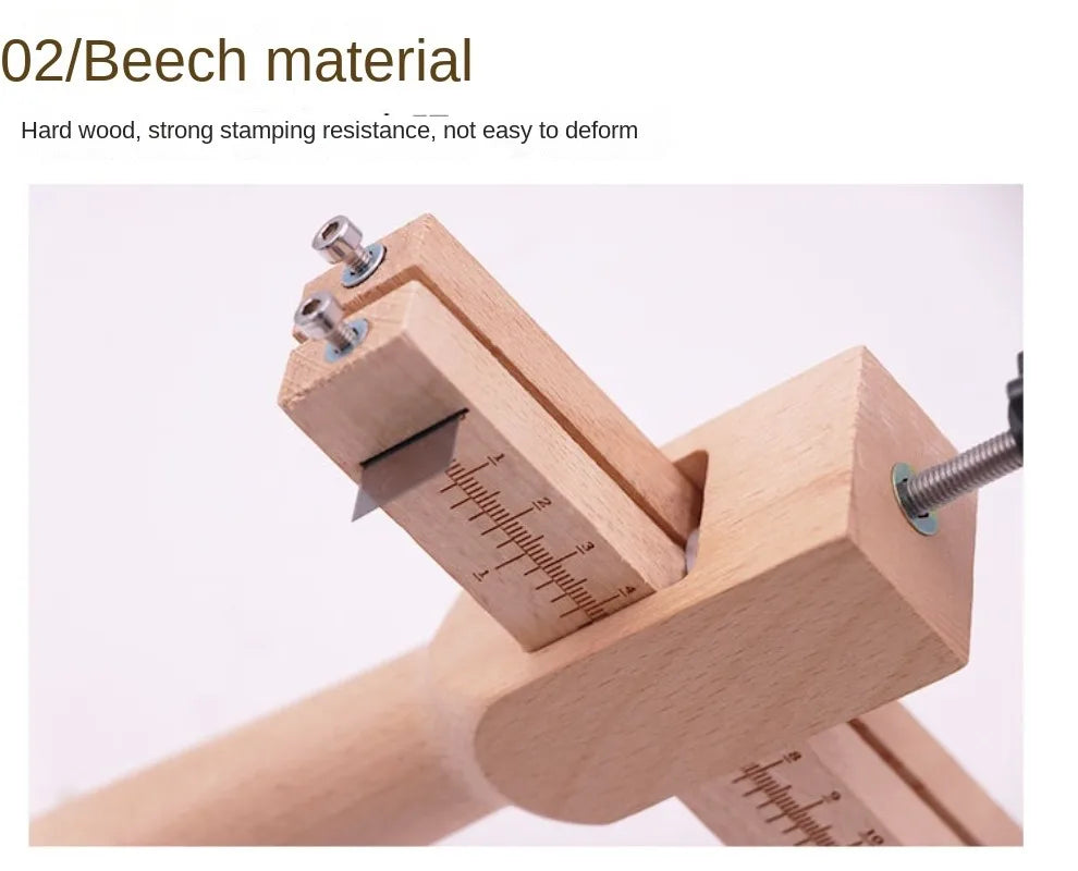 Wooden Adjustable Leather Strap Cutter with 5 Sharp Blades – Precise DIY Belt Cutting Tool for Leathercraft