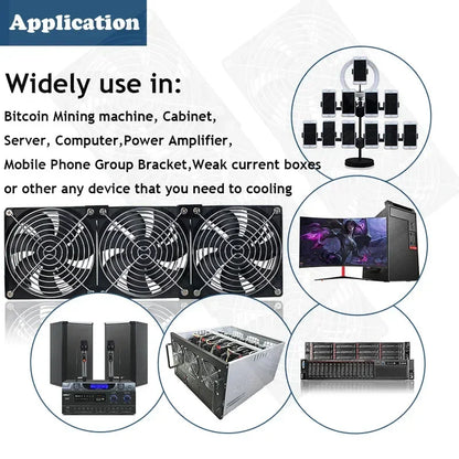 120mm 3000RPM Cooling Fan with Controller – 12V/220V Server, BTC Machine, Workstation Cabinet Radiator Fan