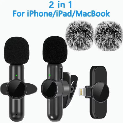 Wireless Mini Lavalier Microphone – Portable Noise-Reduction Lapel Mic for iPhone & Android Video Recording