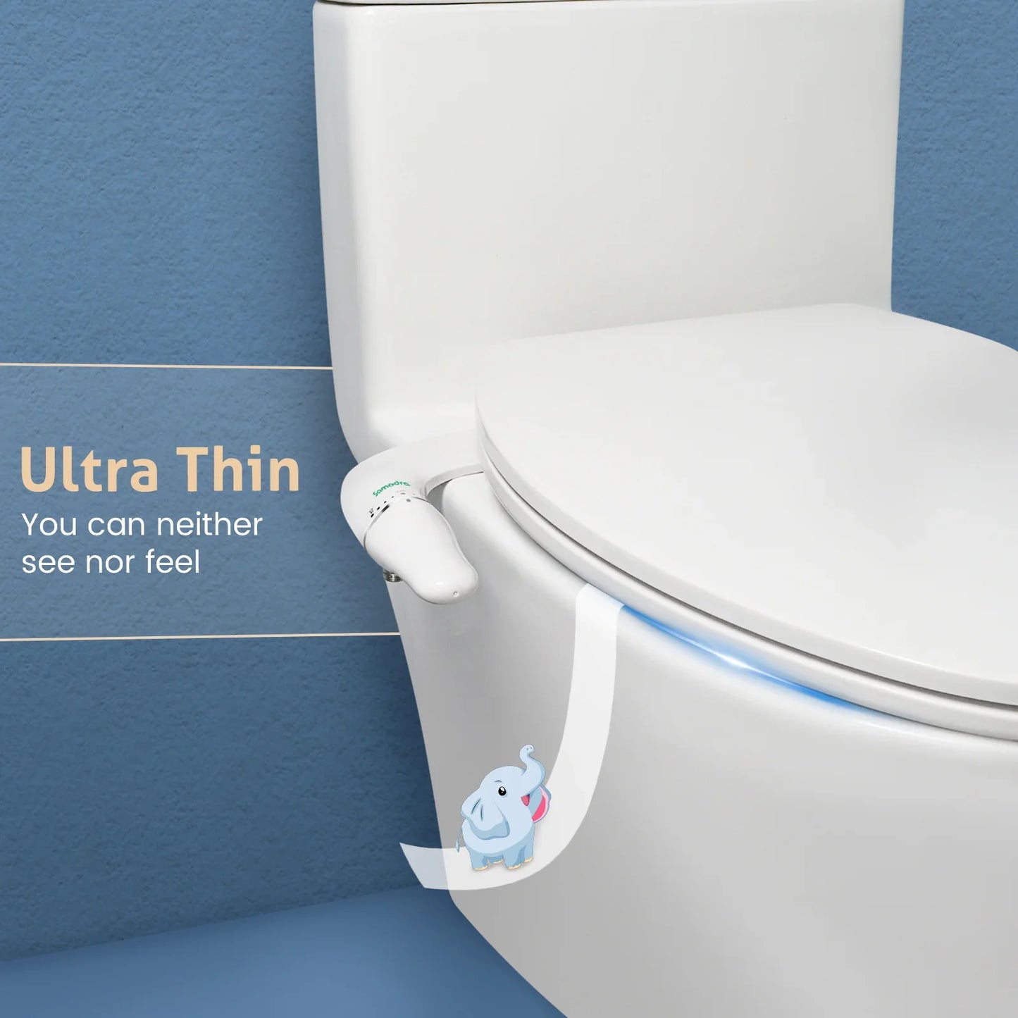 SAMODRA Ultra Slim Bidet Attachment for Toilet Seat: Dual Nozzle, Adjustable Water Pressure - Non-Electric Ass Sprayer