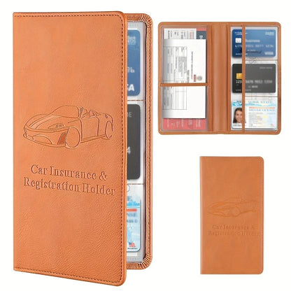 Premium Faux Leather Car Document Holder – Stylish Organizer for Men & Women, Stores Insurance, Registration & Manuals