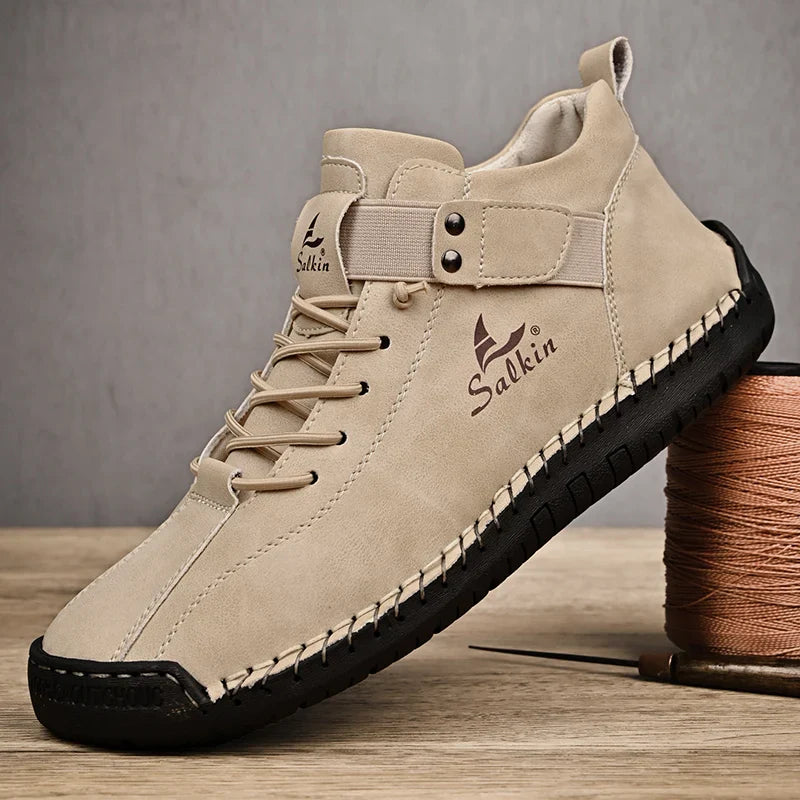 2024 Handmade Leather Casual Men’s Shoes - Breathable Sneakers & Ankle Boots for Outdoor Wear