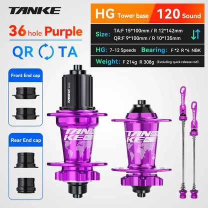TANKE 120 Click MTB Hub – 6-Bearing Front & Rear Bicycle Hub for 7-12 Speed, 28/32/36 Holes, Disc Brake