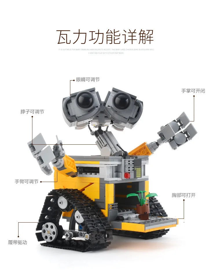 Robot Mobilization Lego-Compatible Puzzle Building Blocks – Wall-E Assembly Model Toy for Kids & Gifts