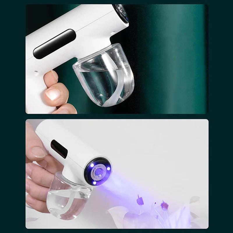 Portable Handheld Electric Disinfection Spray Gun – Rechargeable Atomized Humidifier with Blue Light