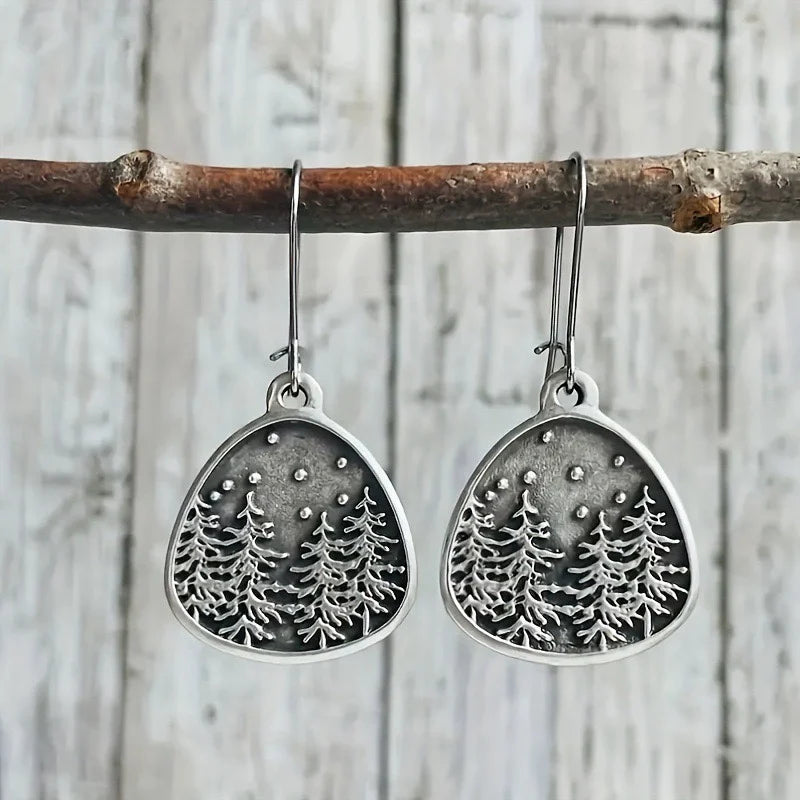 Vintage Ethnic Antique Metal Drop Earrings – Hollow Handmade Punk Statement Dangle Earrings for Women Jewelry