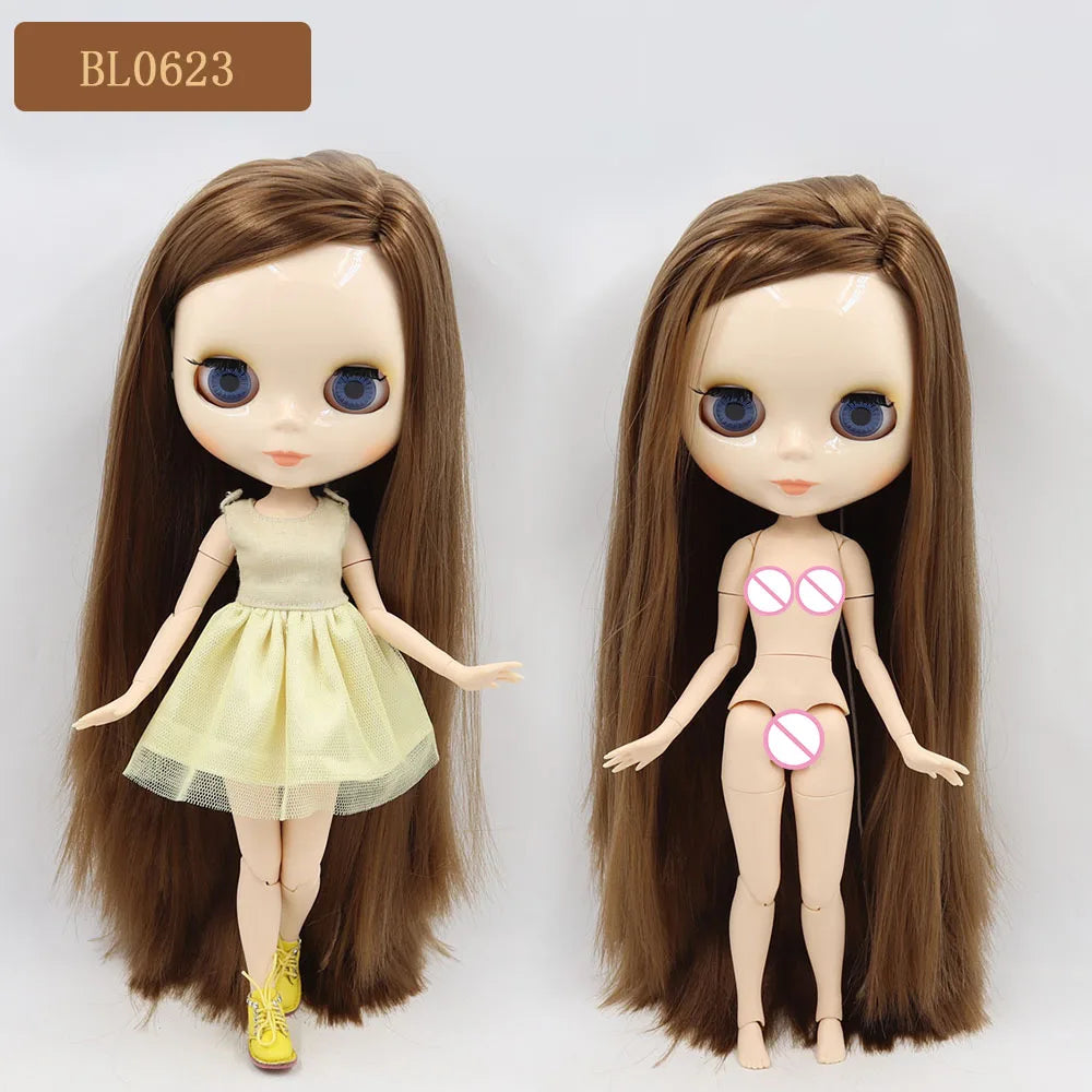 ICY DBS Blyth Doll – 1/6 BJD Customized Nude Joint Body, White Skin Glossy & Matte Face, 30cm Girl Toy Gift