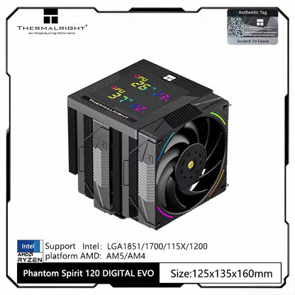 Thermalright Phantom Spirit Digital 120 EVO/SNOW CPU Air Cooler – AGHP Gen5.0 7 Heat Pipe Dual Tower High Performance Radiator with Dual TL-K12 Fans for Intel & AMD Sockets