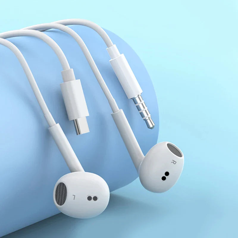 Original Type-C Wired Headphones – 3.5mm Earbuds for Xiaomi, Redmi, Poco, Huawei, Samsung
