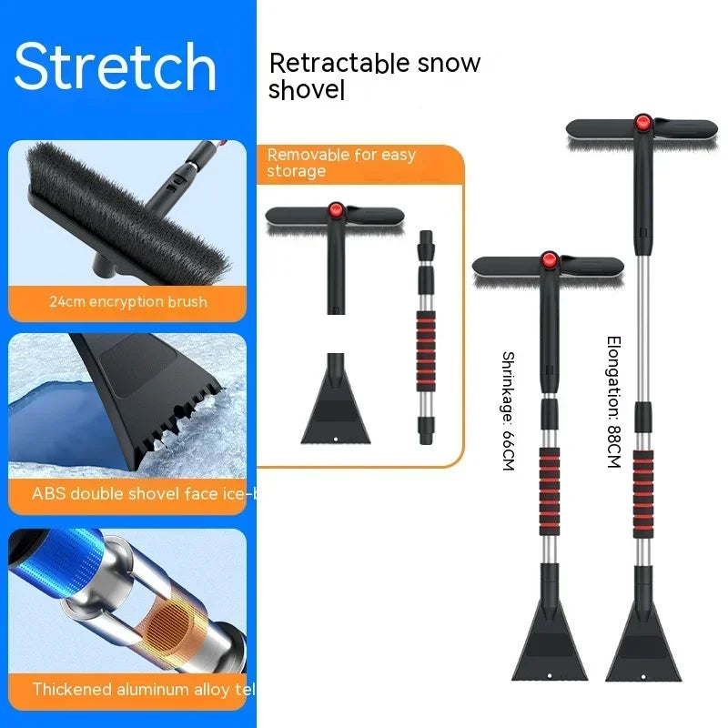 Winter Car Snow Shovel & Ice Scraper – Extendable Detachable Windshield Cleaning Brush Tool