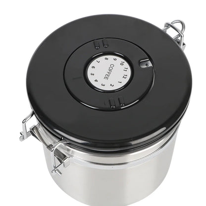 Stainless Steel Coffee Storage Canister - Airtight Container with CO2 Valve for Fresh Coffee Beans
