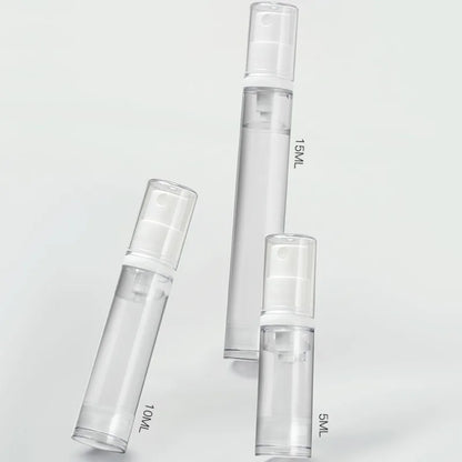5-15ml Clear Refillable Airless Pump Bottle Set – Travel Cream, Lotion & Spray Containers for Toiletries