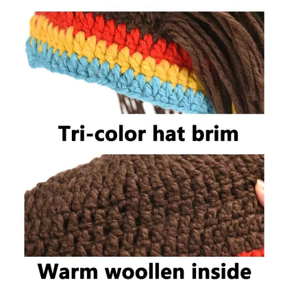 Unisex Synthetic Dreadlock Wig Beanie – Handmade Crochet Rasta Hat for Hip Hop, Jamaica, African Party & Dance