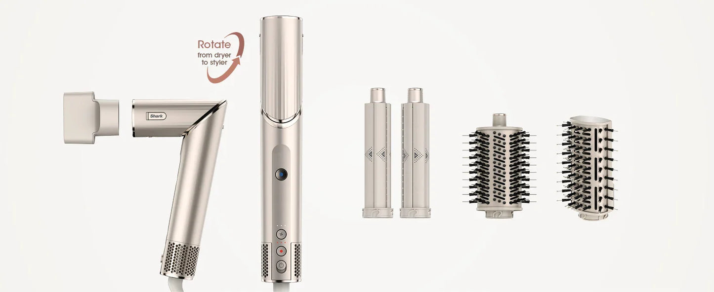 Shark HD430 FlexStyle Hair Dryer & Airwrap – Negative Ion Blow Dryer Brush, Multi-Styler with Auto-Wrap Curlers