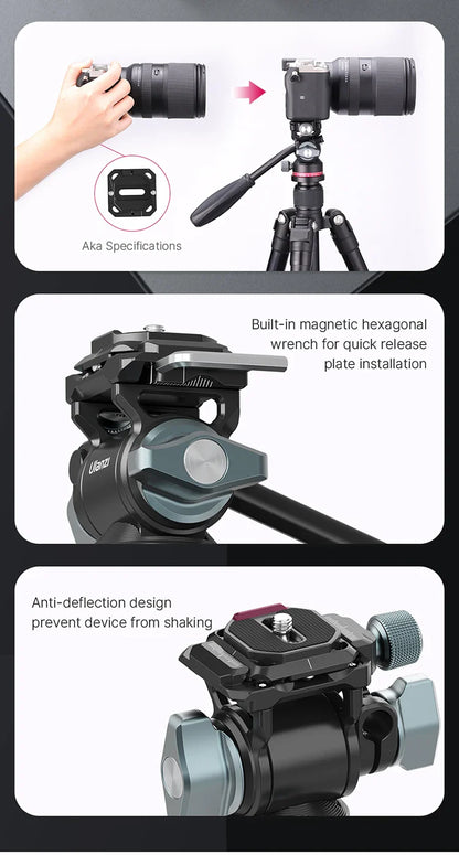 Ulanzi U-190 Panoramic Tripod Head – Hydraulic Fluid Video Damping Head for DSLR, Monopod & Mobile Camera Stand