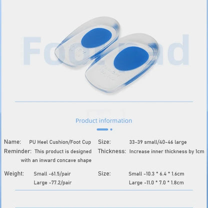 Medical Silicone Heel Protector Insoles – Inserts for Heel Spur Relief, Plantar Fasciitis Pain & Pressure Reduction