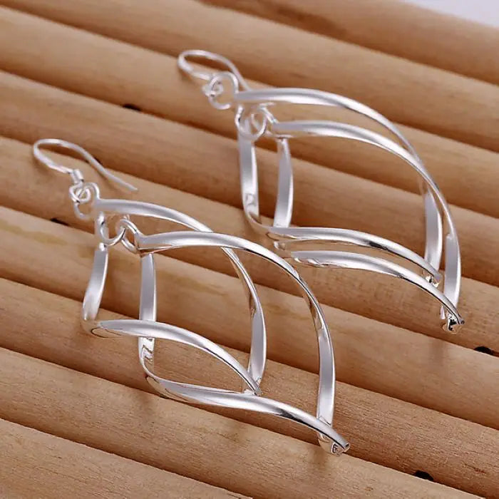New Arrival 925 Sterling Silver Wedding Earrings: High-Quality Long Hanging Drop Hoops for Women - Elegant Jewelry Accessory