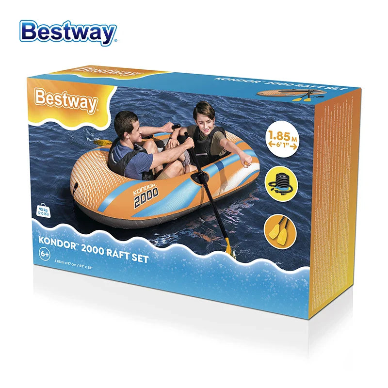 Bestway 61136/61140/61142/61146 Heavy-Duty Inflatable Kayak – 1-3 Person PVC Rafting Boat for Adventure & Thrilling Rides