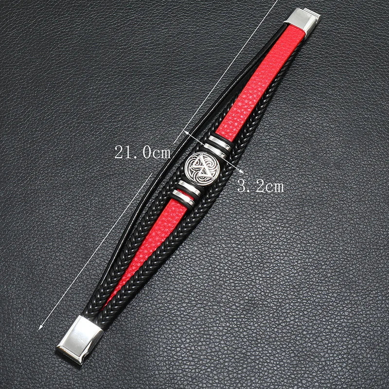 Fashion Men’s Multi-Layer Braided Leather Bracelet – Scripture, Compass & Evil Eye Design
