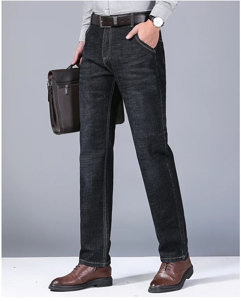 Men's Slim Fit Business Casual Denim Trousers – Comfortable Stretch Pants, Light Luxury Fashion for Men