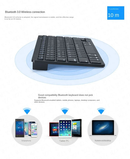 Mini Portable 78-Key Wireless Bluetooth Keyboard for PC, Tablet, iPad & Mobile Phones