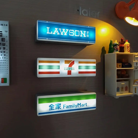 Magnetic Fridge Stickers – Coffee Shop 711 Luminous Light Box, Creative Convenience Store Decor & Home Ornament