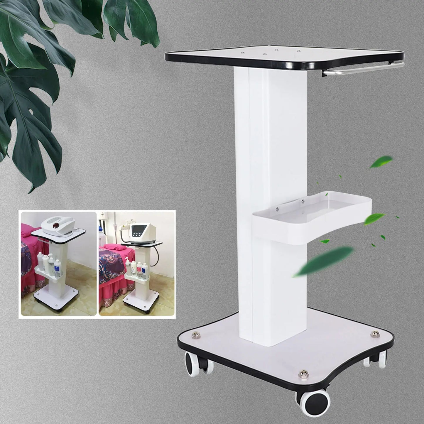 40Kg Salon Rolling Trolley Cart – Spa & Beauty Storage Organizer with Machine Stand, Heavy-Duty Spa Cart