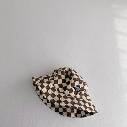 Kids Checkerboard Bucket Hat – Cute Plaid Fisherman Sun Cap for Boys & Girls | Soft Breathable Panama Style Baby Sun Protection Hat