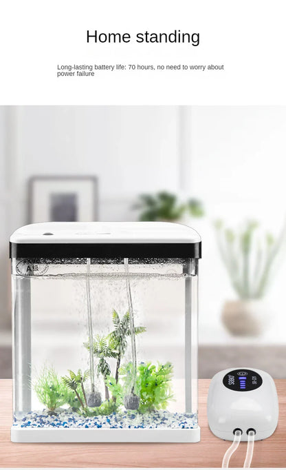 4800mAh USB Aquarium Air Pump - Portable & Ultra Silent Fish Tank Compressor for Indoor/Outdoor Use