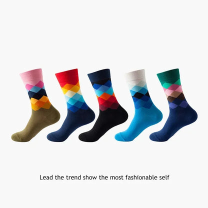 Men's Cotton Dress Socks 5-Pair Pack - Funny Casual Novelty Crew Socks Gift Set