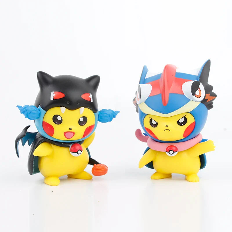 6PCS Pokemon Pikachu as Charizard & Mew Figures – 7cm Anime Toy Set Collectibles