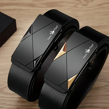 Men's Business Belt with Alloy Automatic Buckle – Luxury Casual High-Quality PU Leather Jeans Strap