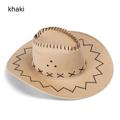Western Cowboy Hat – Faux Leather Fedora for Men, Women & Kids, Wide Brim Beach & Travel Cap in Black, White & Pink